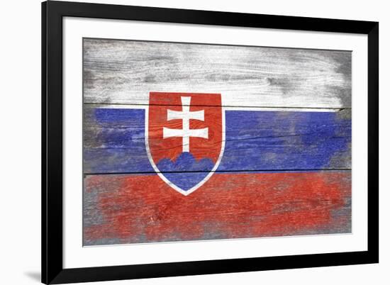 Slovakia Country Flag - Barnwood Painting-Lantern Press-Framed Premium Giclee Print