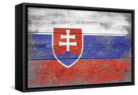 Slovakia Country Flag - Barnwood Painting-Lantern Press-Framed Stretched Canvas