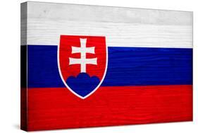 Slovakia Flag Design with Wood Patterning - Flags of the World Series-Philippe Hugonnard-Stretched Canvas