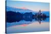 Slovenia, Bled, Lake Bled and Julian Alps, Church of the Assumption-Tuul And Bruno Morandi-Stretched Canvas