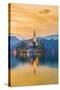 Slovenia, Julian Alps, Upper Carniola, Bled, Lake Bled, Bled Island (Blejski Otok) with Church-Alan Copson-Stretched Canvas