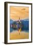 Slovenia, Julian Alps, Upper Carniola, Bled, Lake Bled, Bled Island (Blejski Otok) with Church-Alan Copson-Framed Photographic Print