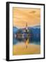 Slovenia, Julian Alps, Upper Carniola, Bled, Lake Bled, Bled Island (Blejski Otok) with Church-Alan Copson-Framed Photographic Print