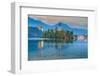 Slovenia, Julian Alps, Upper Carniola, Bled, Lake Bled, Bled Island (Blejski Otok) with Church-Alan Copson-Framed Photographic Print