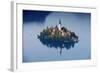 Slovenia, Julian Alps, Upper Carniola, Lake Bled. Aerial View of the Island on Lake Bled-Ken Scicluna-Framed Photographic Print