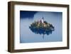 Slovenia, Julian Alps, Upper Carniola, Lake Bled. Aerial View of the Island on Lake Bled-Ken Scicluna-Framed Photographic Print