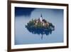 Slovenia, Julian Alps, Upper Carniola, Lake Bled. Aerial View of the Island on Lake Bled-Ken Scicluna-Framed Photographic Print