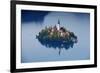 Slovenia, Julian Alps, Upper Carniola, Lake Bled. Aerial View of the Island on Lake Bled-Ken Scicluna-Framed Photographic Print