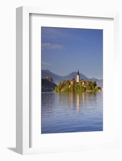 Slovenia, Julian Alps, Upper Carniola, Lake Bled. Island with Church on Lake Bled.-Ken Scicluna-Framed Photographic Print