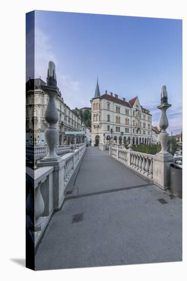 Slovenia, Ljubljana, Triple Bridge at Dawn-Rob Tilley-Stretched Canvas