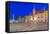 Slovenia, Maribor, Maribor Town Hall Square at Dawn-Rob Tilley-Framed Stretched Canvas