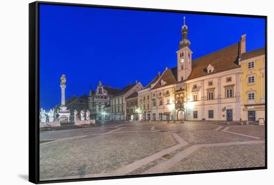 Slovenia, Maribor, Maribor Town Hall Square at Dawn-Rob Tilley-Framed Stretched Canvas