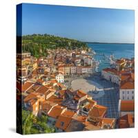 Slovenia, Primorska, Piran, Old Town, Tartinijev Trg (Tartini Square)-Alan Copson-Stretched Canvas