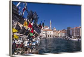 Slovenia, Slovenian Riviera, Piran, Harbour with Old Town and St. George Cathedral (Sv. Jurij)-Udo Siebig-Framed Photographic Print