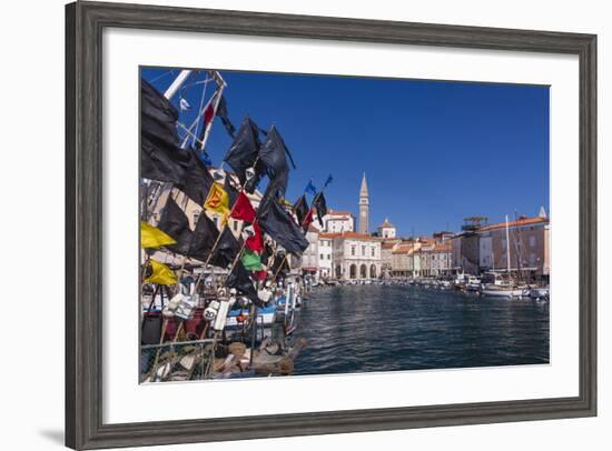 Slovenia, Slovenian Riviera, Piran, Harbour with Old Town and St. George Cathedral (Sv. Jurij)-Udo Siebig-Framed Photographic Print