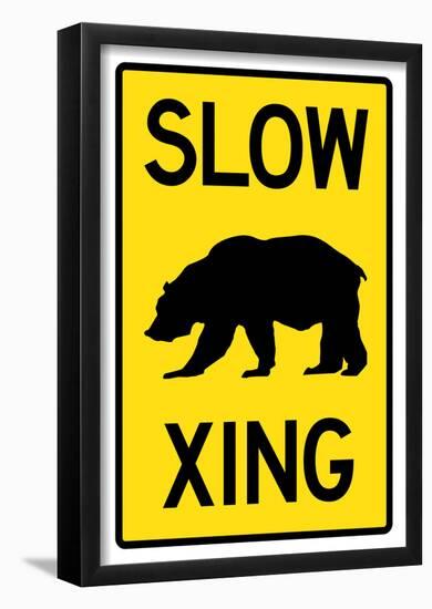 Slow - Bear Crossing Sign Poster-null-Framed Poster