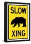 Slow - Bear Crossing Sign Poster-null-Framed Poster