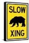 Slow - Bear Crossing Sign Poster-null-Framed Stretched Canvas