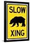 Slow - Bear Crossing Sign Poster-null-Framed Poster