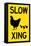 Slow Chicken Crossing Plastic Sign-null-Framed Stretched Canvas