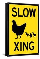 Slow Chicken Crossing Plastic Sign-null-Framed Stretched Canvas