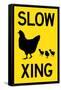 Slow Chicken Crossing Plastic Sign-null-Framed Stretched Canvas