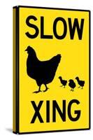 Slow Chicken Crossing Plastic Sign-null-Stretched Canvas