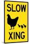 Slow Chicken Crossing Plastic Sign-null-Mounted Art Print