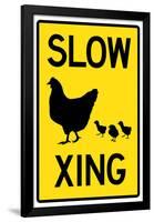 Slow Chicken Crossing Sign Poster-null-Framed Poster