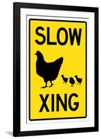 Slow Chicken Crossing Sign-null-Framed Art Print