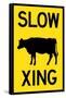 Slow Cow Crossing Plastic Sign-null-Framed Stretched Canvas