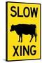 Slow Cow Crossing Plastic Sign-null-Stretched Canvas