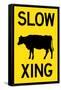 Slow Cow Crossing Plastic Sign-null-Framed Stretched Canvas