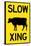 Slow Cow Crossing Plastic Sign-null-Stretched Canvas