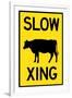 Slow Cow Crossing Plastic Sign-null-Framed Art Print