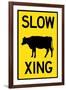 Slow Cow Crossing Plastic Sign-null-Framed Art Print