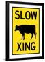 Slow Cow Crossing Plastic Sign-null-Framed Art Print