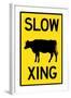 Slow Cow Crossing Plastic Sign-null-Framed Art Print