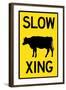 Slow Cow Crossing Plastic Sign-null-Framed Art Print