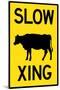 Slow Cow Crossing Plastic Sign-null-Mounted Art Print