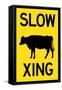 Slow Cow Crossing Plastic Sign-null-Framed Stretched Canvas