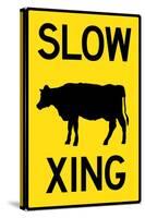 Slow Cow Crossing Plastic Sign-null-Stretched Canvas