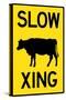 Slow Cow Crossing Plastic Sign-null-Stretched Canvas