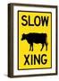 Slow Cow Crossing Plastic Sign-null-Framed Art Print