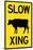 Slow Cow Crossing Plastic Sign-null-Mounted Art Print