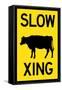 Slow Cow Crossing Plastic Sign-null-Framed Stretched Canvas