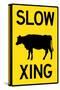 Slow Cow Crossing Plastic Sign-null-Stretched Canvas