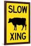 Slow Cow Crossing Plastic Sign-null-Framed Art Print