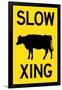 Slow Cow Crossing Plastic Sign-null-Framed Art Print