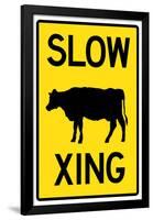 Slow Cow Crossing Sign Poster-null-Framed Poster